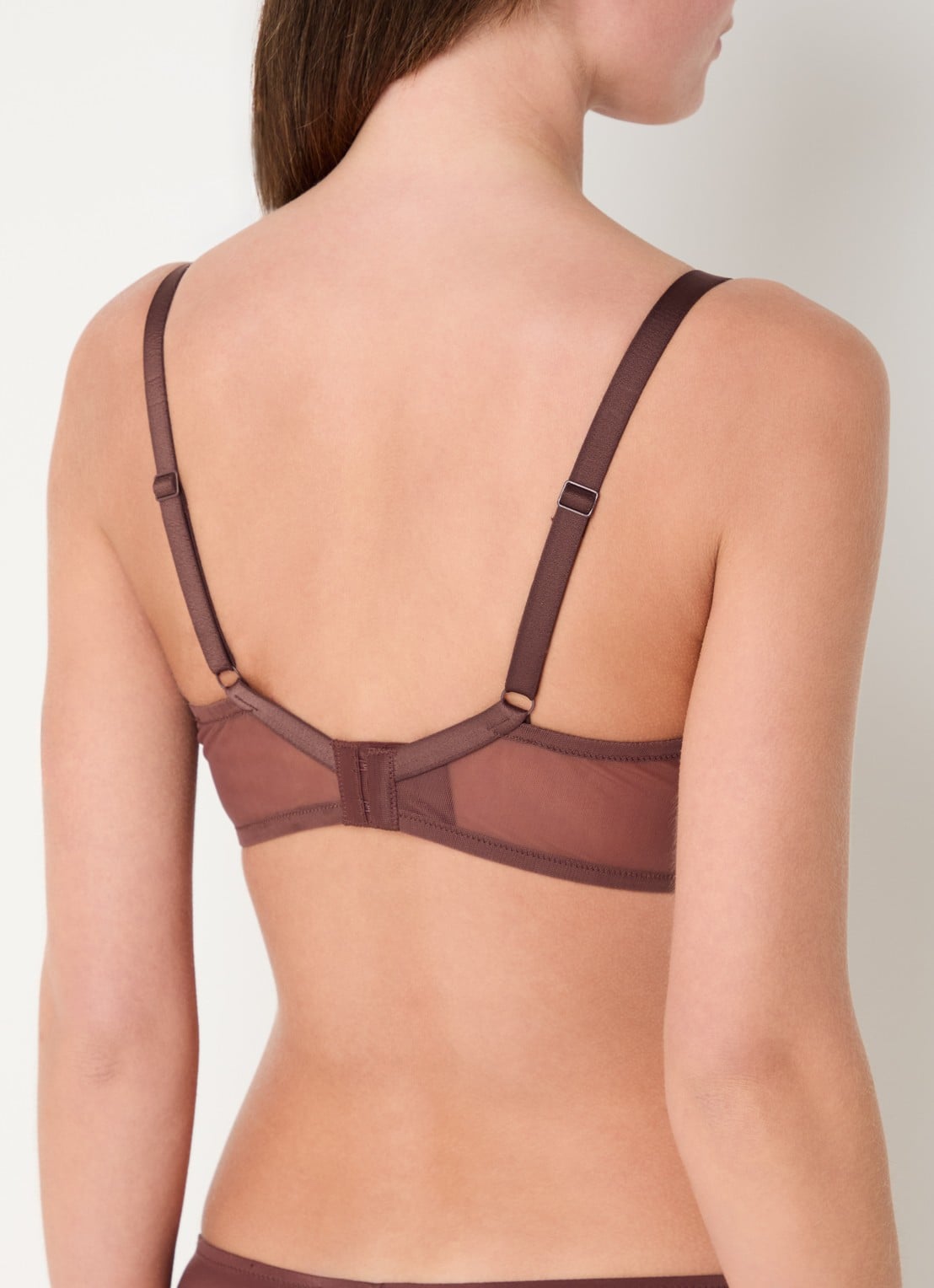 Aubade Sheer Emotion voorgevormde beugel bh met overlay van mesh - achterkant 5 chocoladebruin