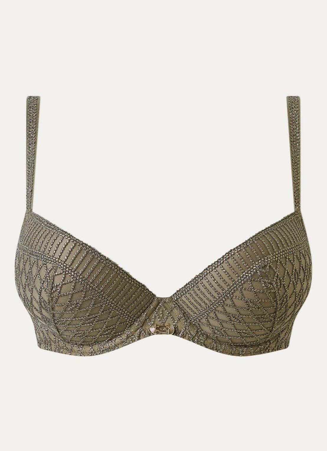 Aubade Stardust Dream push-up bh met lurex - voorkant mosgroen