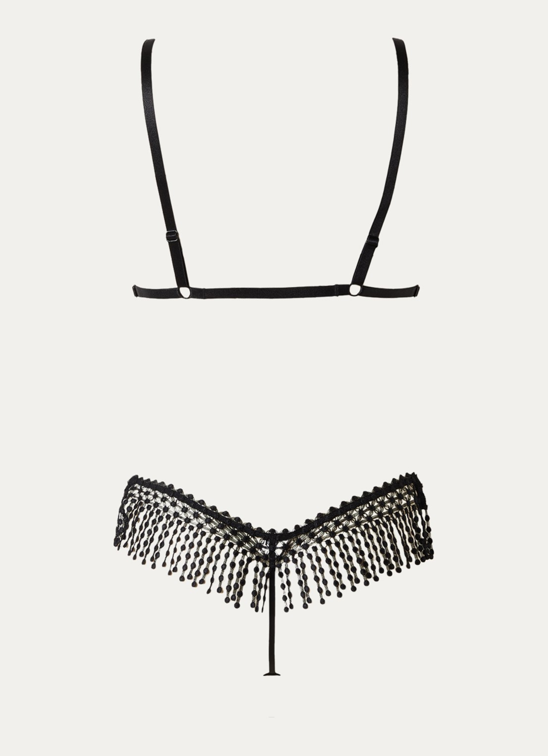 Aubade Tentation bralette en string van mesh - achterkant 2 zwart