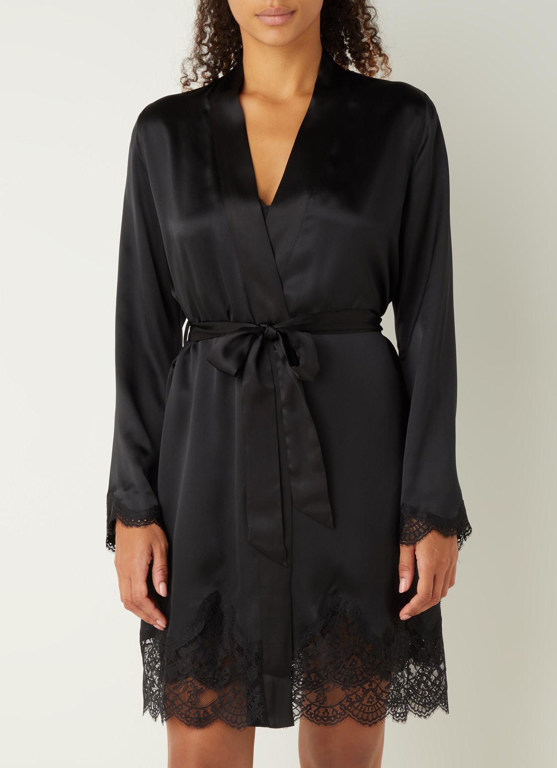Aubade Toi Mon Amour kimono met kant - voorkant 2 zwart