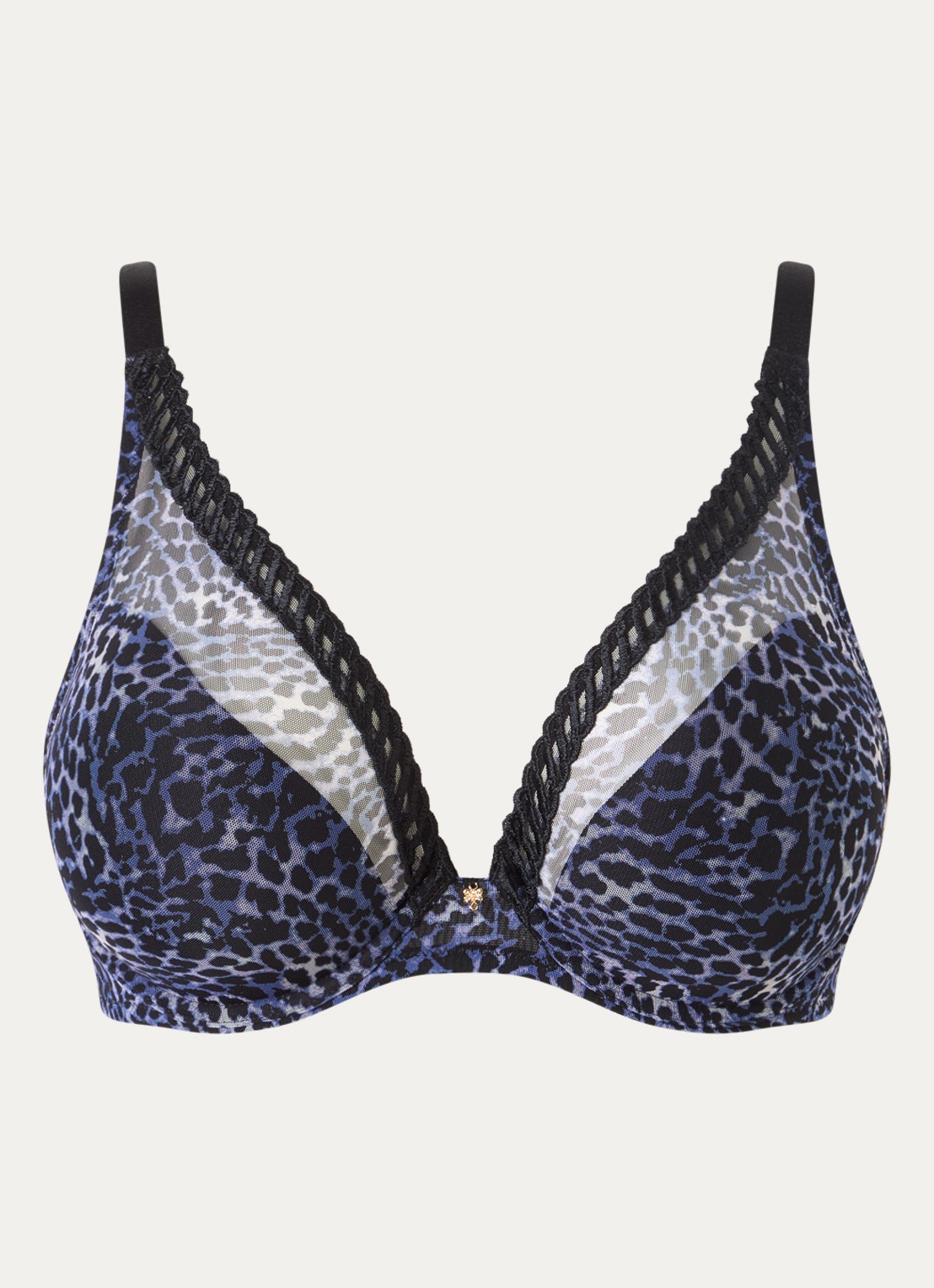 Aubade Vibrant voorgevormde beugel bh met panterprint - voorkant donkerblauw