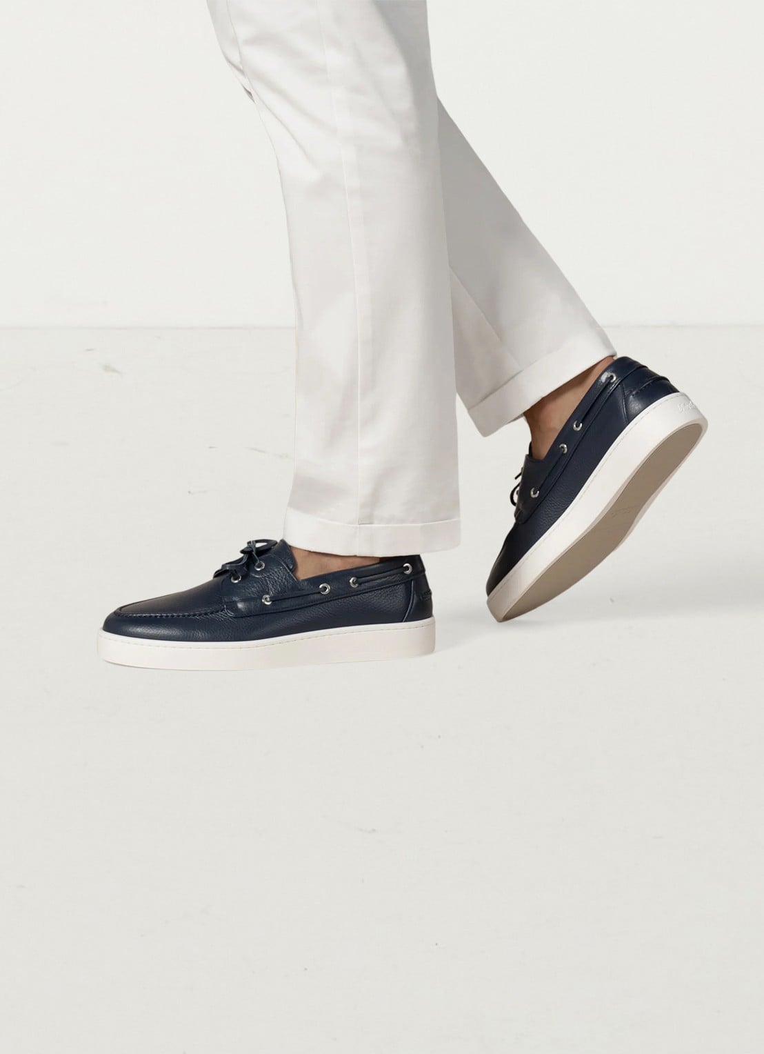 Aurélien Boat sneaker van kalfsleer - voorkant 5 navy-410 / blauw