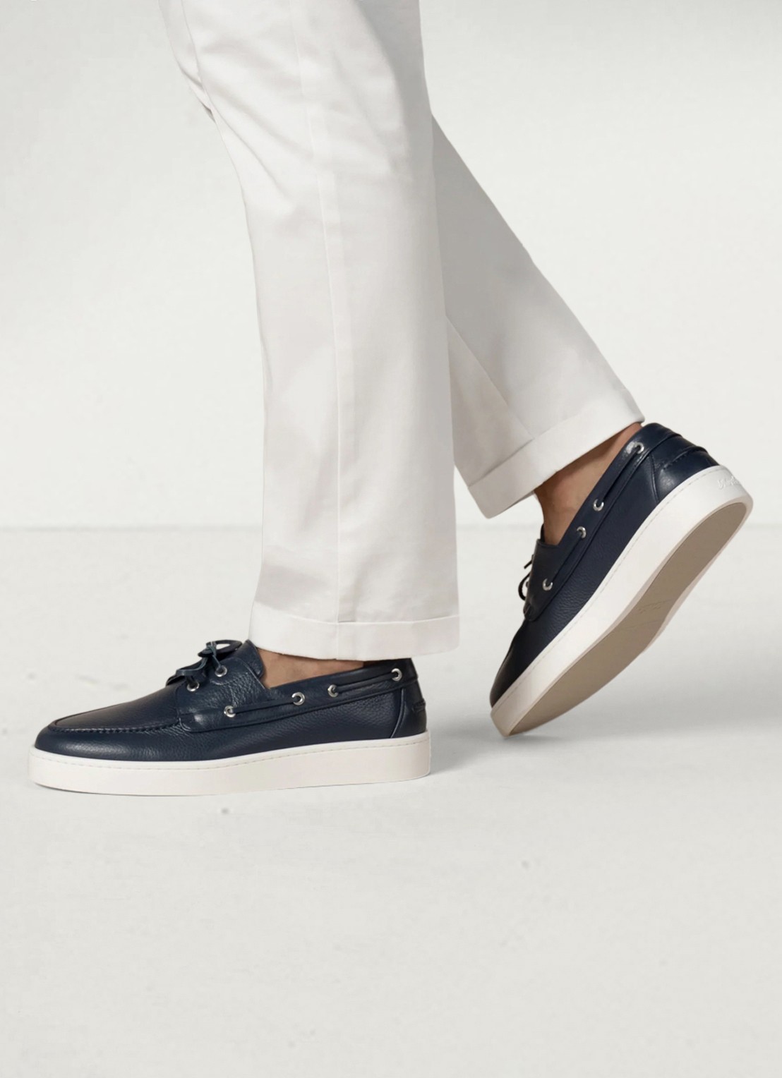 Aurélien Boat sneaker van kalfsleer - voorkant 2 navy-410