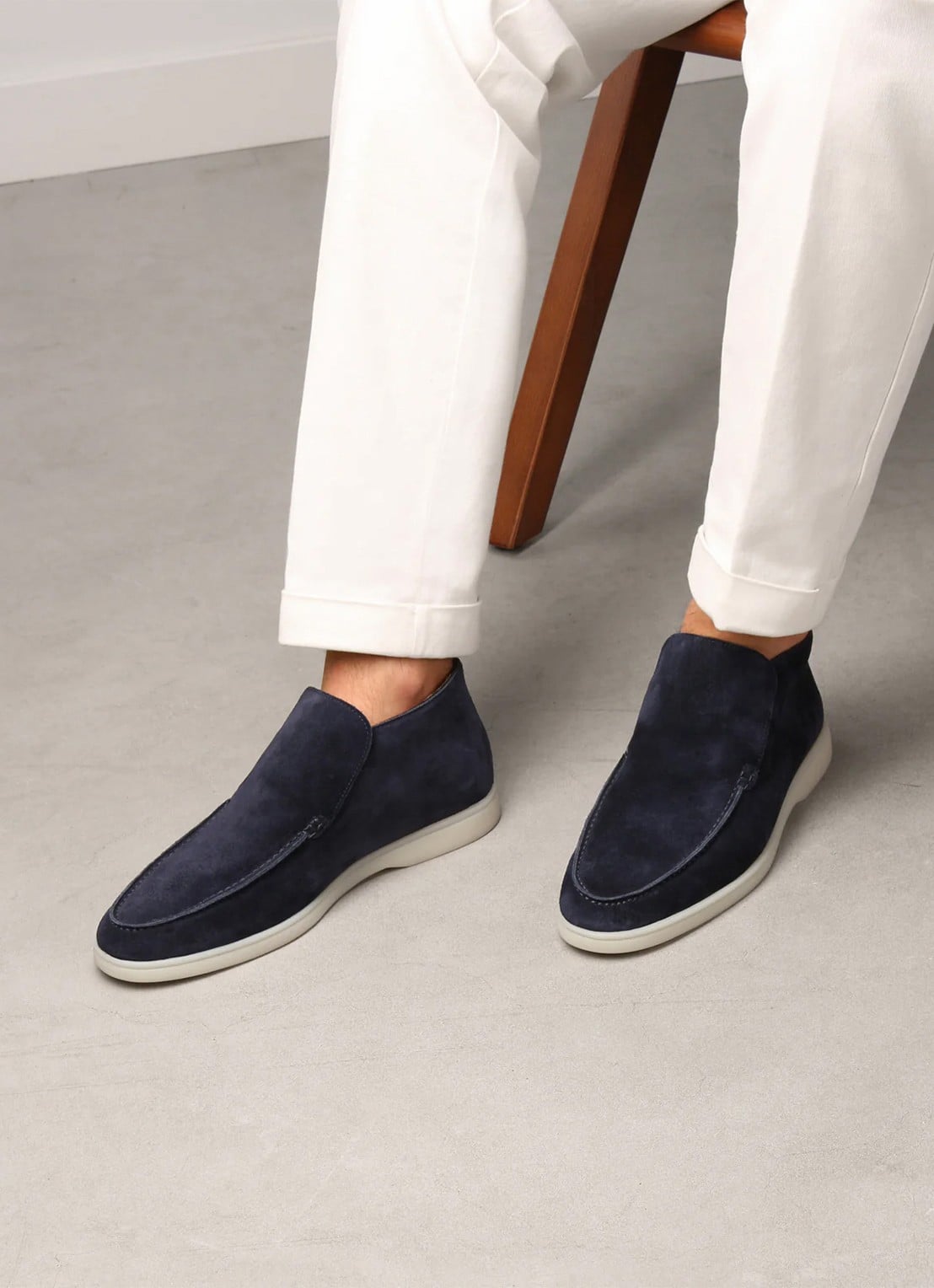 Aurélien City loafer van suède - voorkant 2 navy-410 / blauw