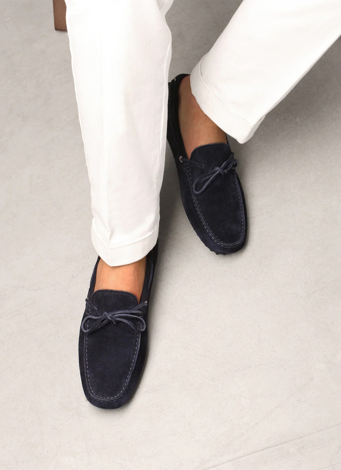 Aurélien Driving mocassins van suède - voorkant 3 navy-410 / blauw