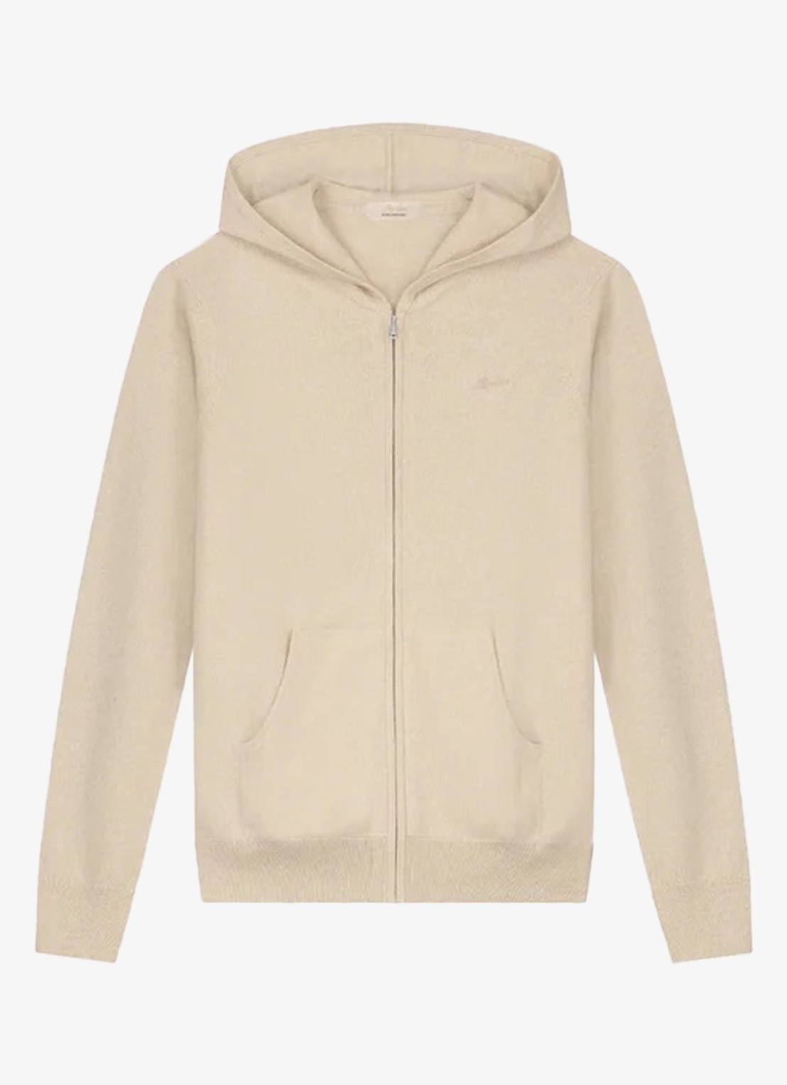 Aurélien Fijngebreid vest met capuchon - voorkant light beige-271