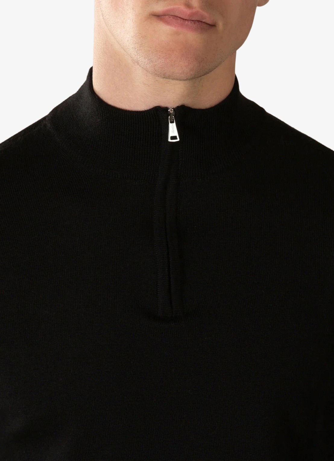 Aurélien Fijngebreide trui van merino wol met halve rits - detail 2 black-1