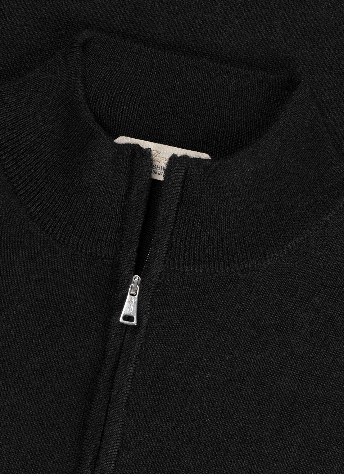 Aurélien Fijngebreide trui van merino wol met halve rits - detail 3 black-1