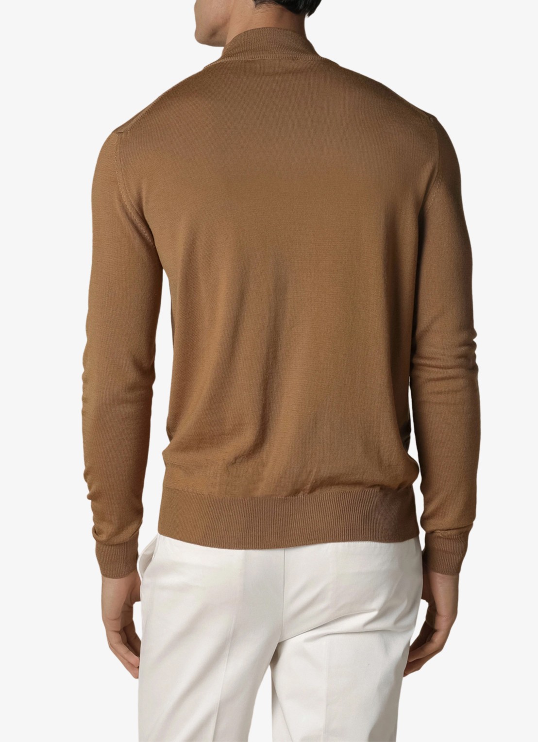 Aurélien Fijngebreide trui van merino wol met halve rits - achterkant 4 caramel-261