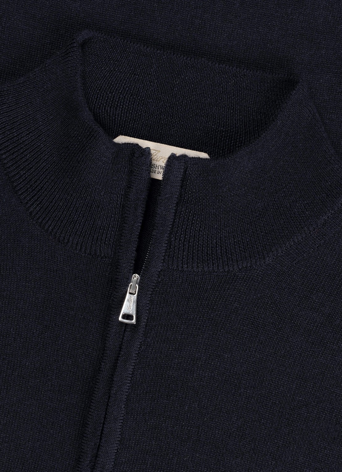 Aurélien Fijngebreide trui van merino wol met halve rits - detail 4 navy-410