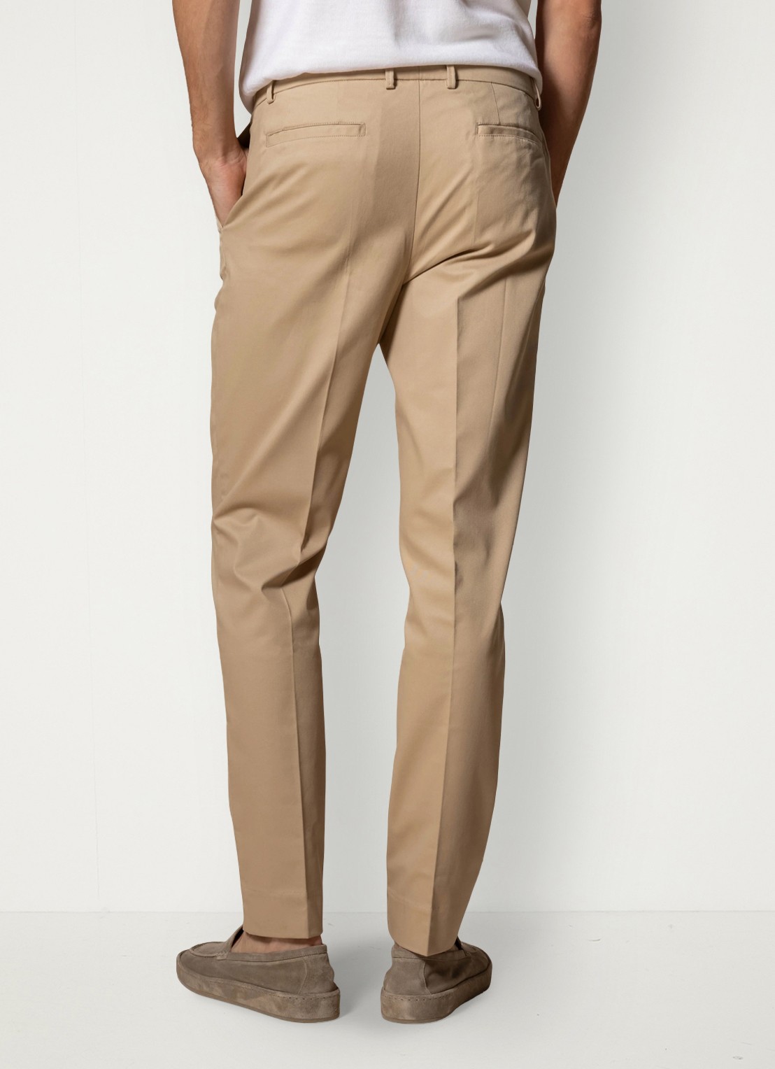 Aurélien Metropolitan straight fit pantalon met steekzakken - achterkant chocolate-201 / bruin