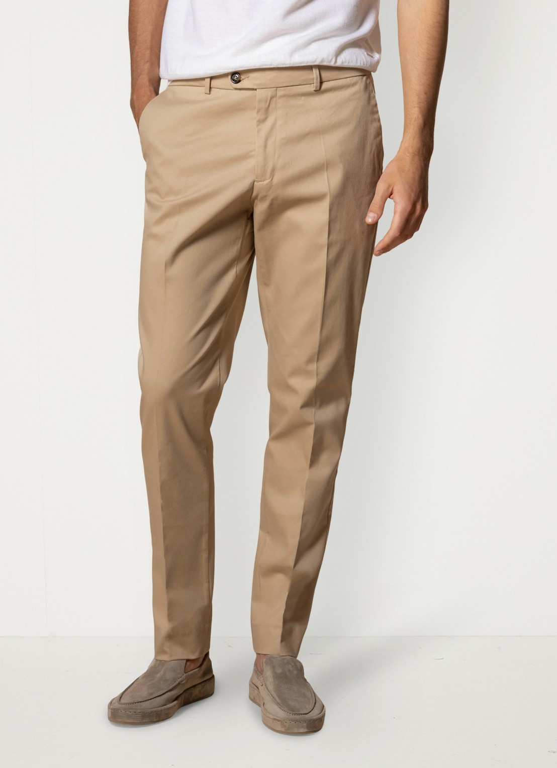 Aurélien Metropolitan straight fit pantalon met steekzakken - detail 2 dark beige-251