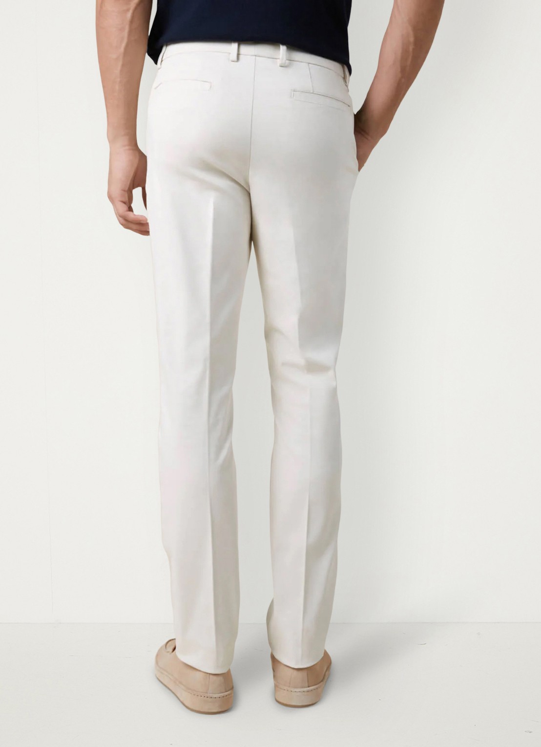 Aurélien Metropolitan straight fit pantalon met steekzakken - achterkant 4 light beige-271