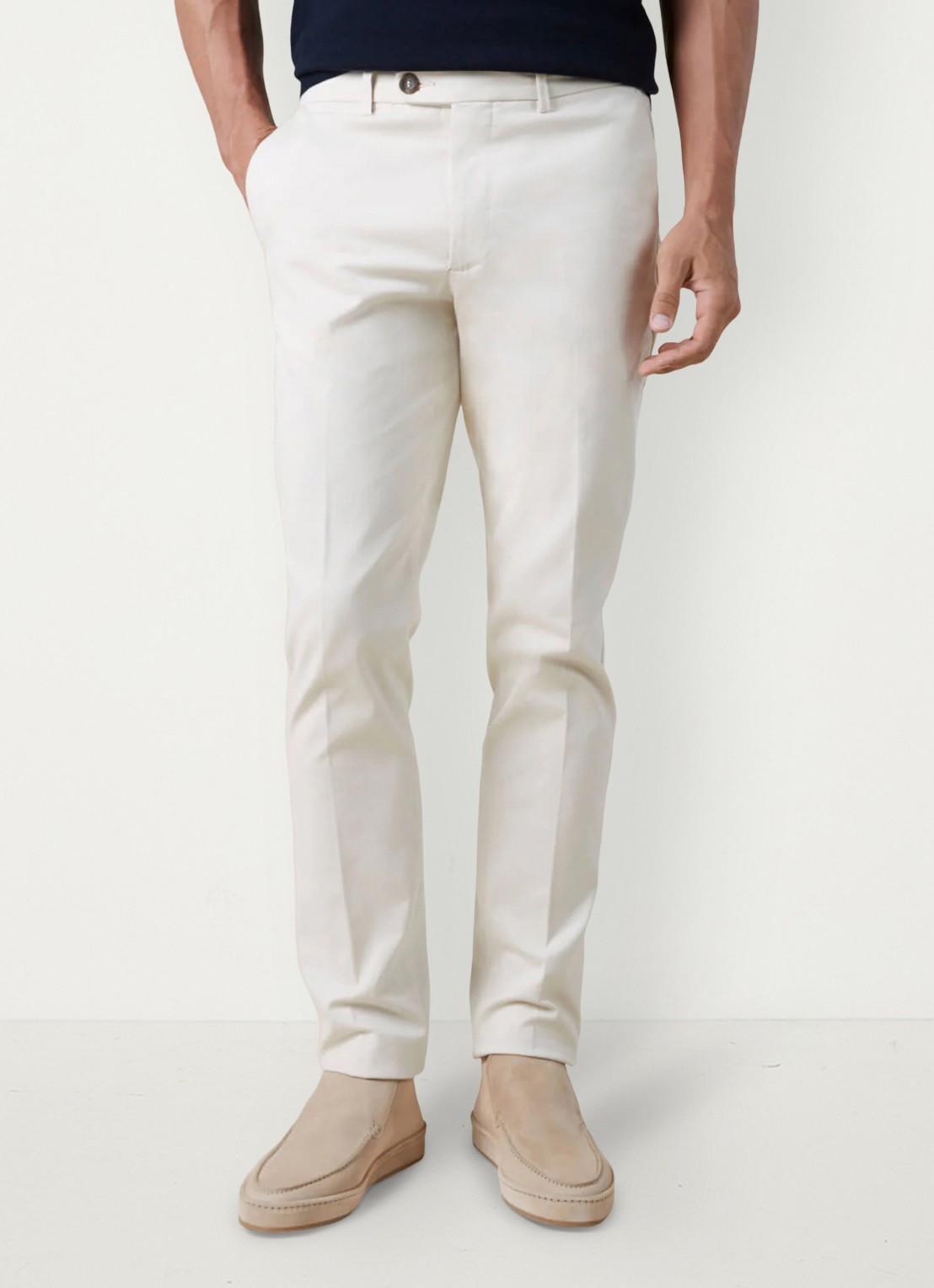 Aurélien Metropolitan straight fit pantalon met steekzakken - detail light beige-271