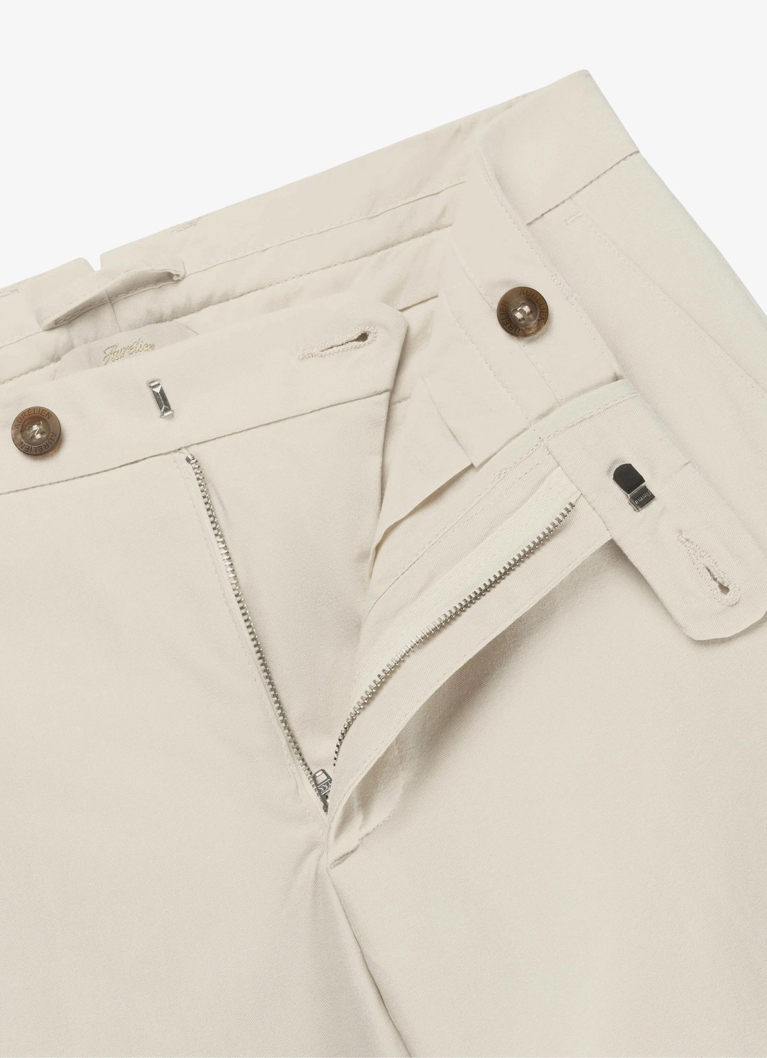 Aurélien Metropolitan straight fit pantalon met steekzakken - detail 2 light beige-271