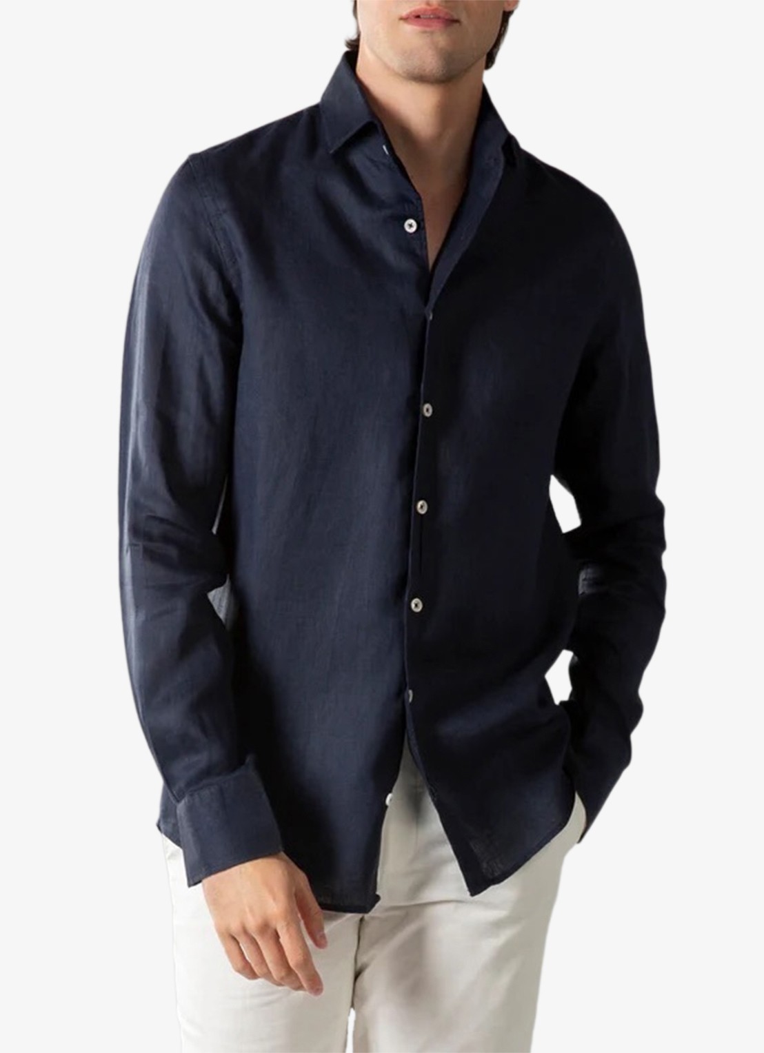 Aurélien Regular fit overhemd van linnen - detail navy-410