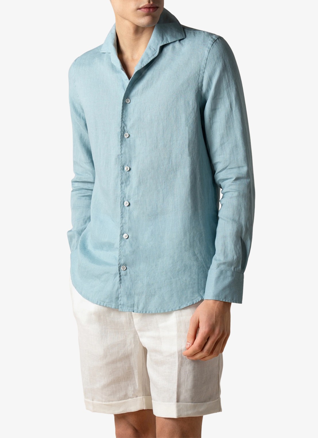 Aurélien Regular fit overhemd van linnen - detail blue turquoise-441