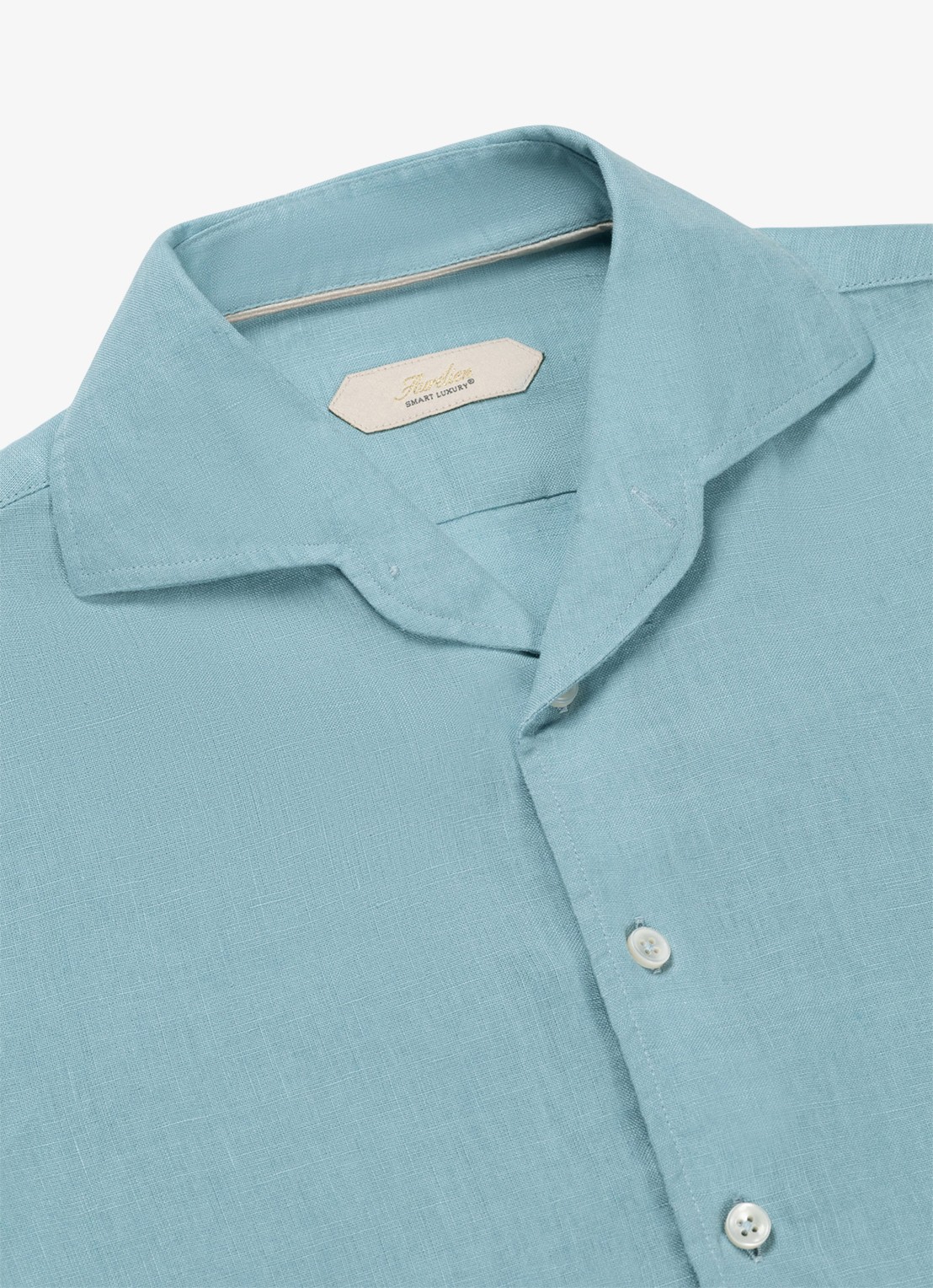 Aurélien Regular fit overhemd van linnen - detail 2 blue turquoise-441