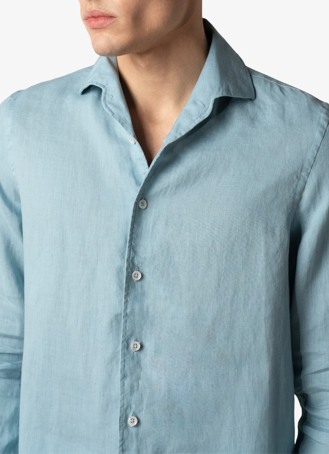 Aurélien Regular fit overhemd van linnen - detail 3 blue turquoise-441