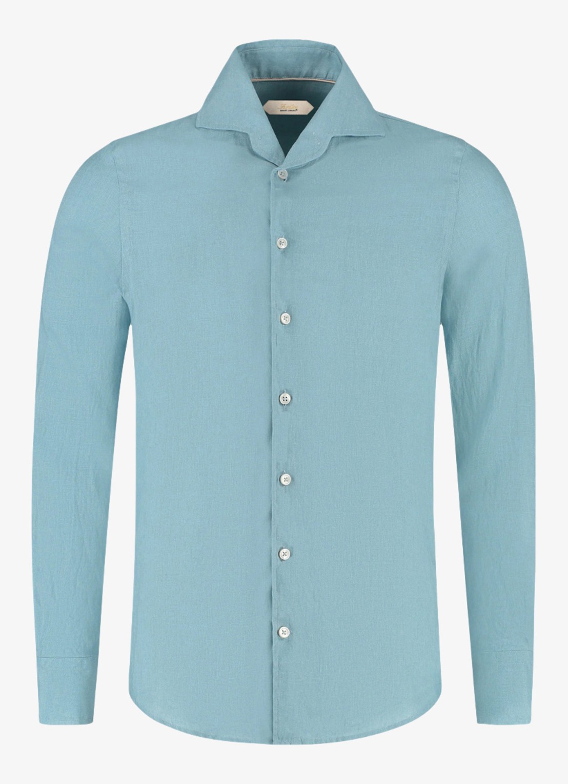 Aurélien Regular fit overhemd van linnen - voorkant 4 blue turquoise-441