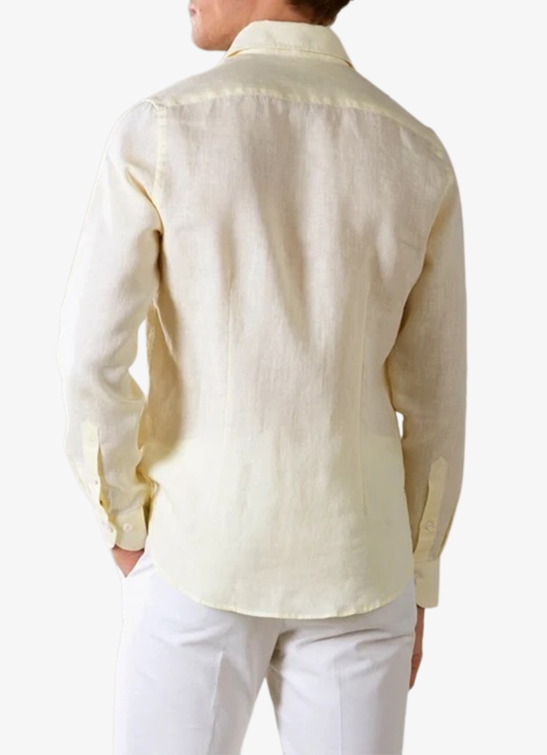 Aurélien Regular fit overhemd van linnen - achterkant 6 light yellow-740