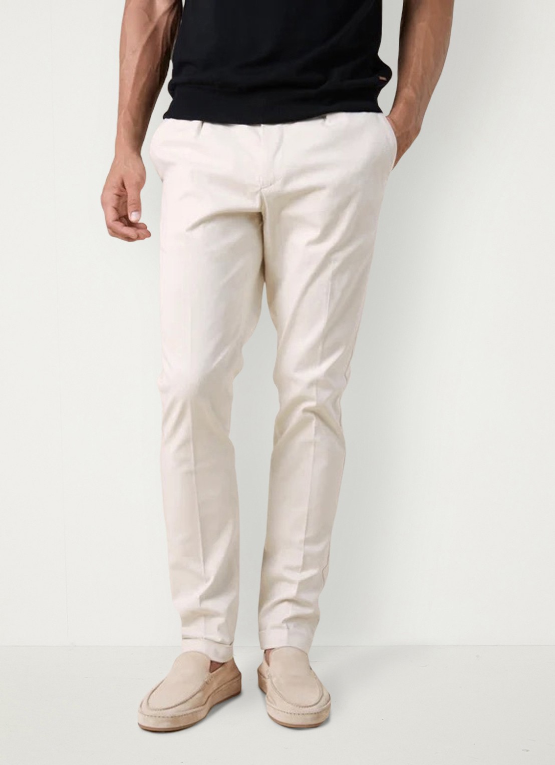 Aurélien Regular fit pantalon met steekzakken - voorkant 3 dark beige-251