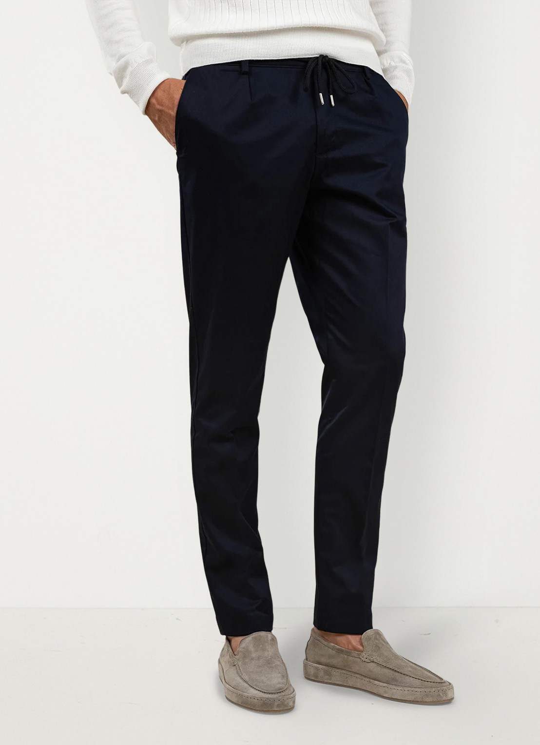 Aurélien Regular fit pantalon met steekzakken - detail 3 navy-410