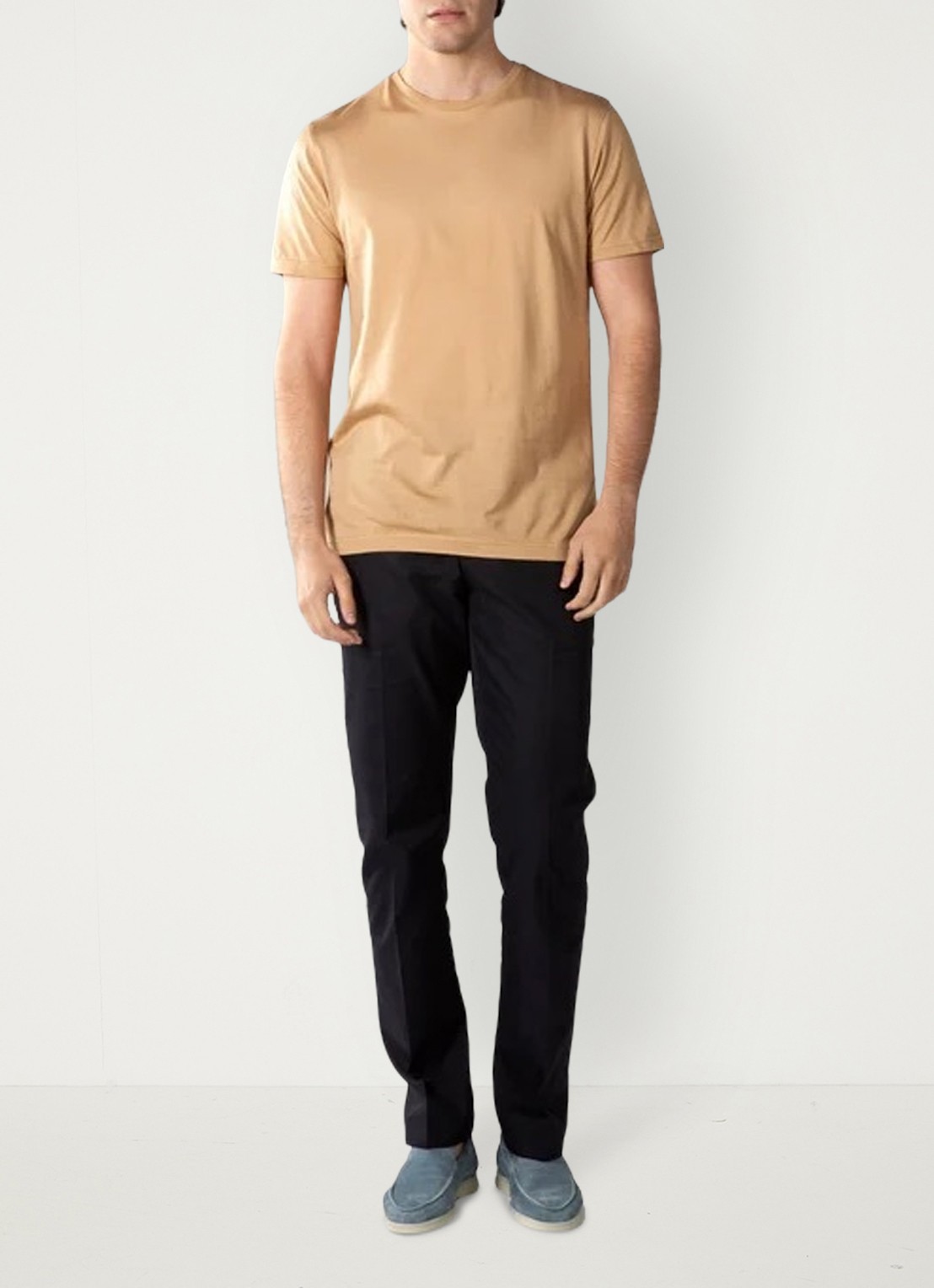 Aurélien Regular fit polo van linnen - voorkant 2 beige-260