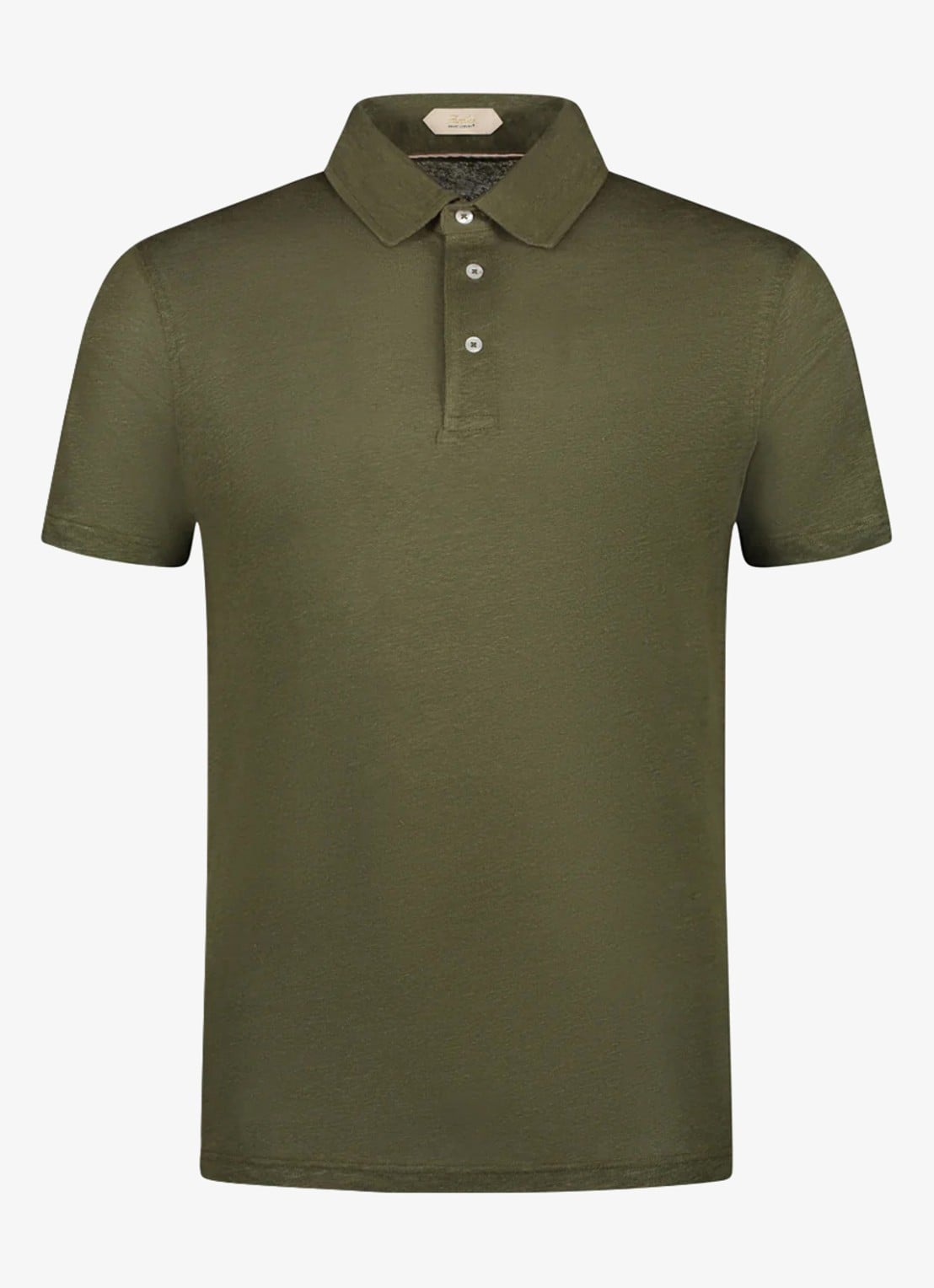 Aurélien Regular fit polo van linnen - voorkant 4 olive-300