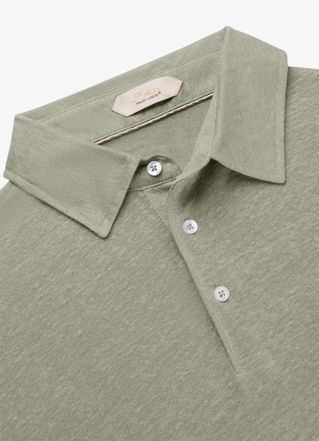 Aurélien Regular fit polo van linnen - detail 2 pistache-340