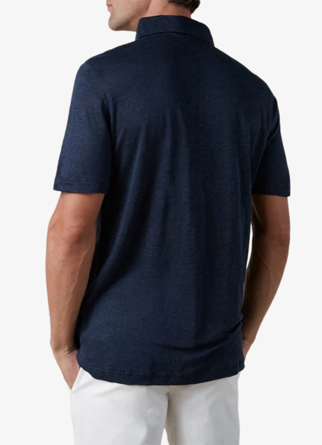 Aurélien Regular fit polo van linnen - achterkant 3 navy-410