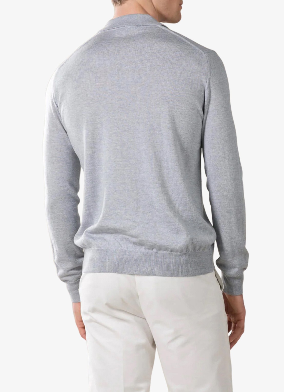 Aurélien Regular fit polo van merino wol - achterkant light grey-50