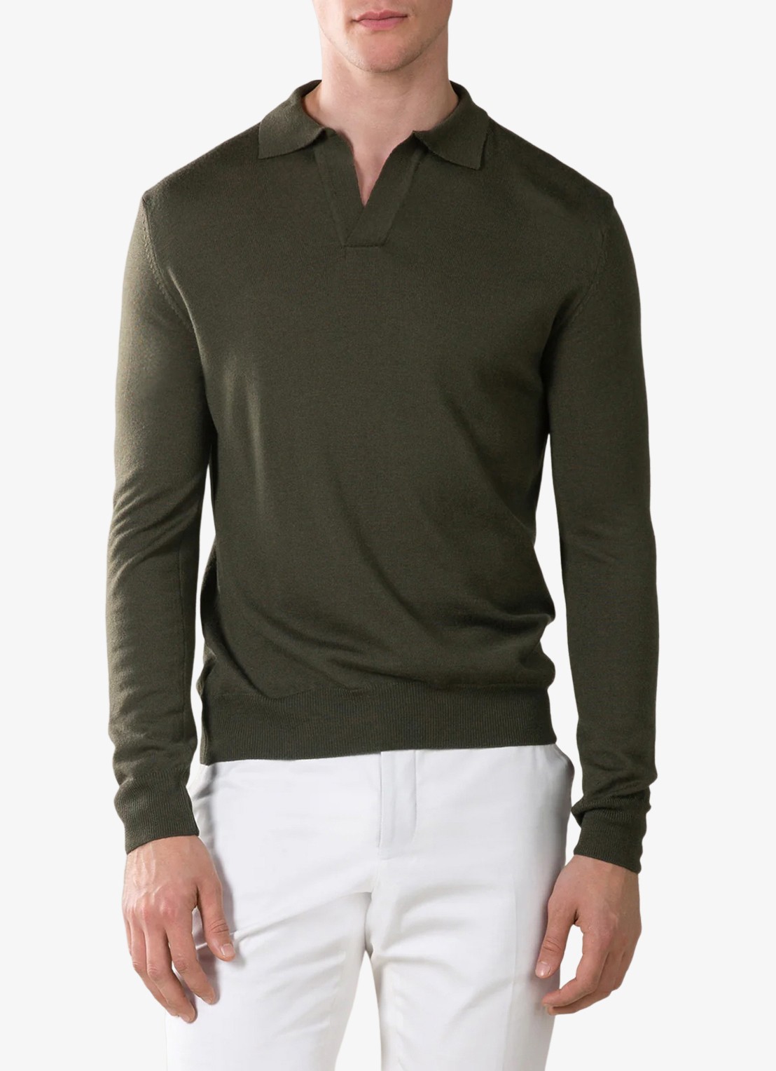 Aurélien Regular fit polo van merino wol - detail olive-300