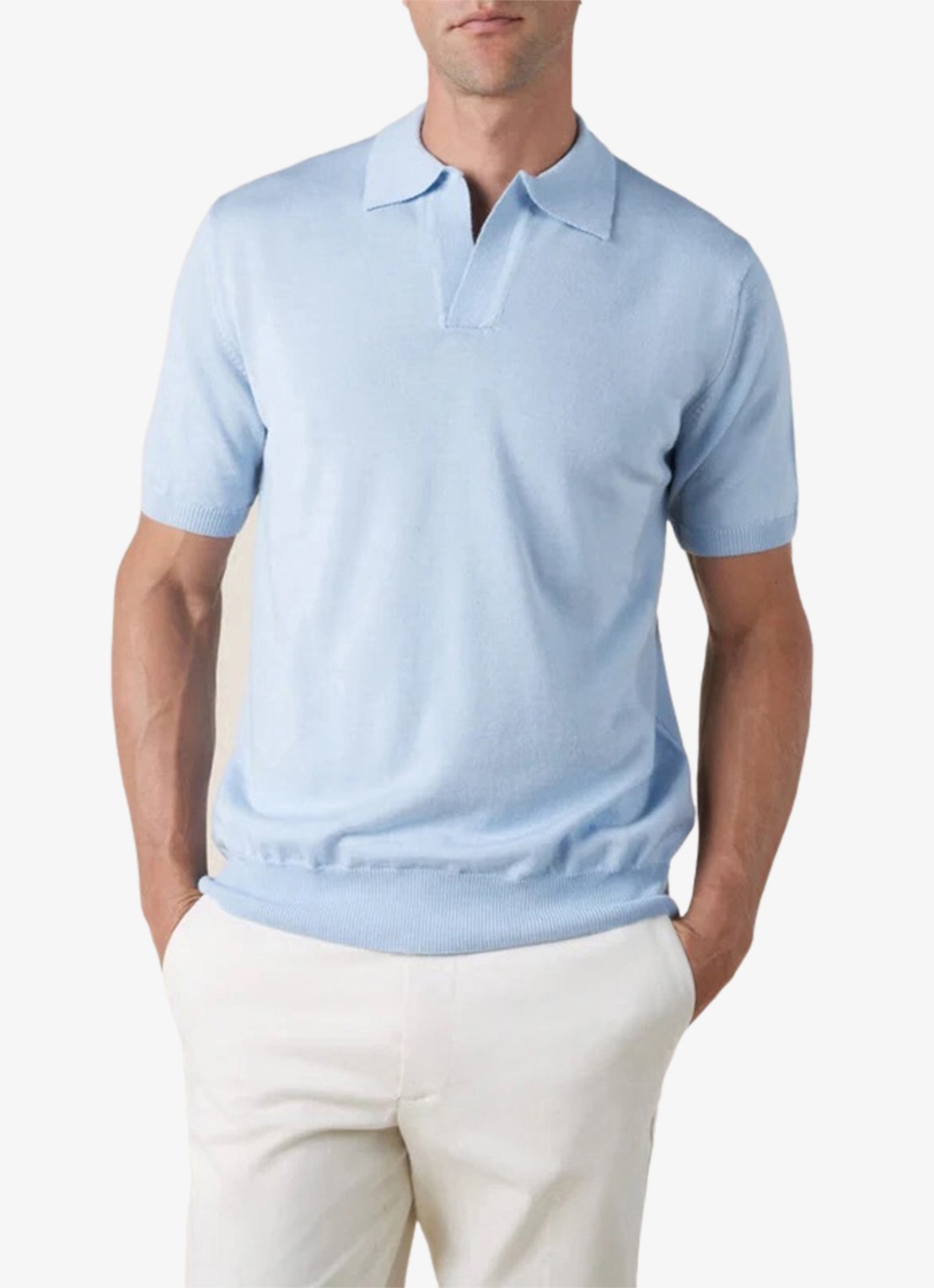 Aurélien Regular fit polo van merino wol - detail 3 light blue-450