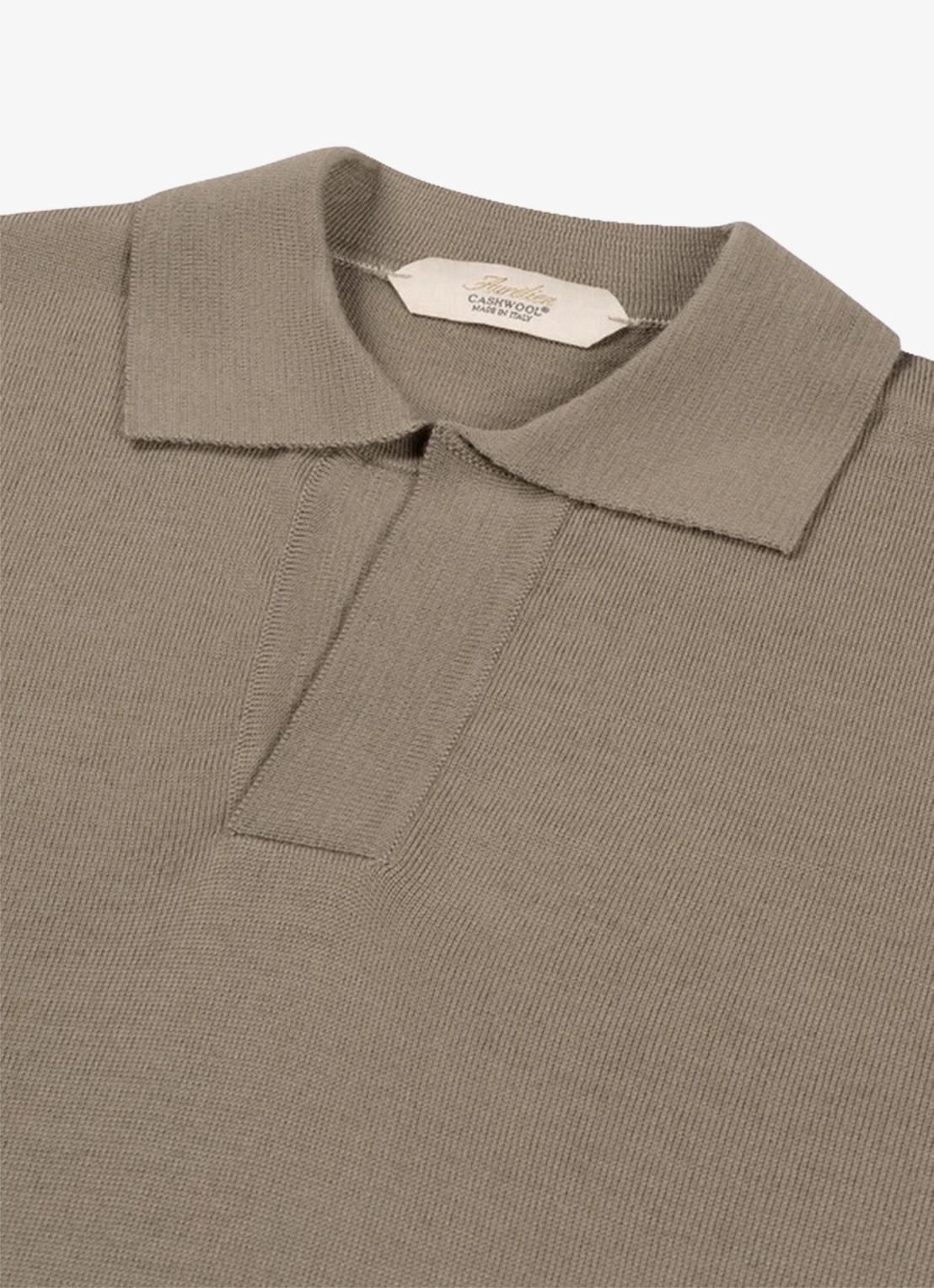 Aurélien Regular fit polo van merino wol - detail 2 taupe-900
