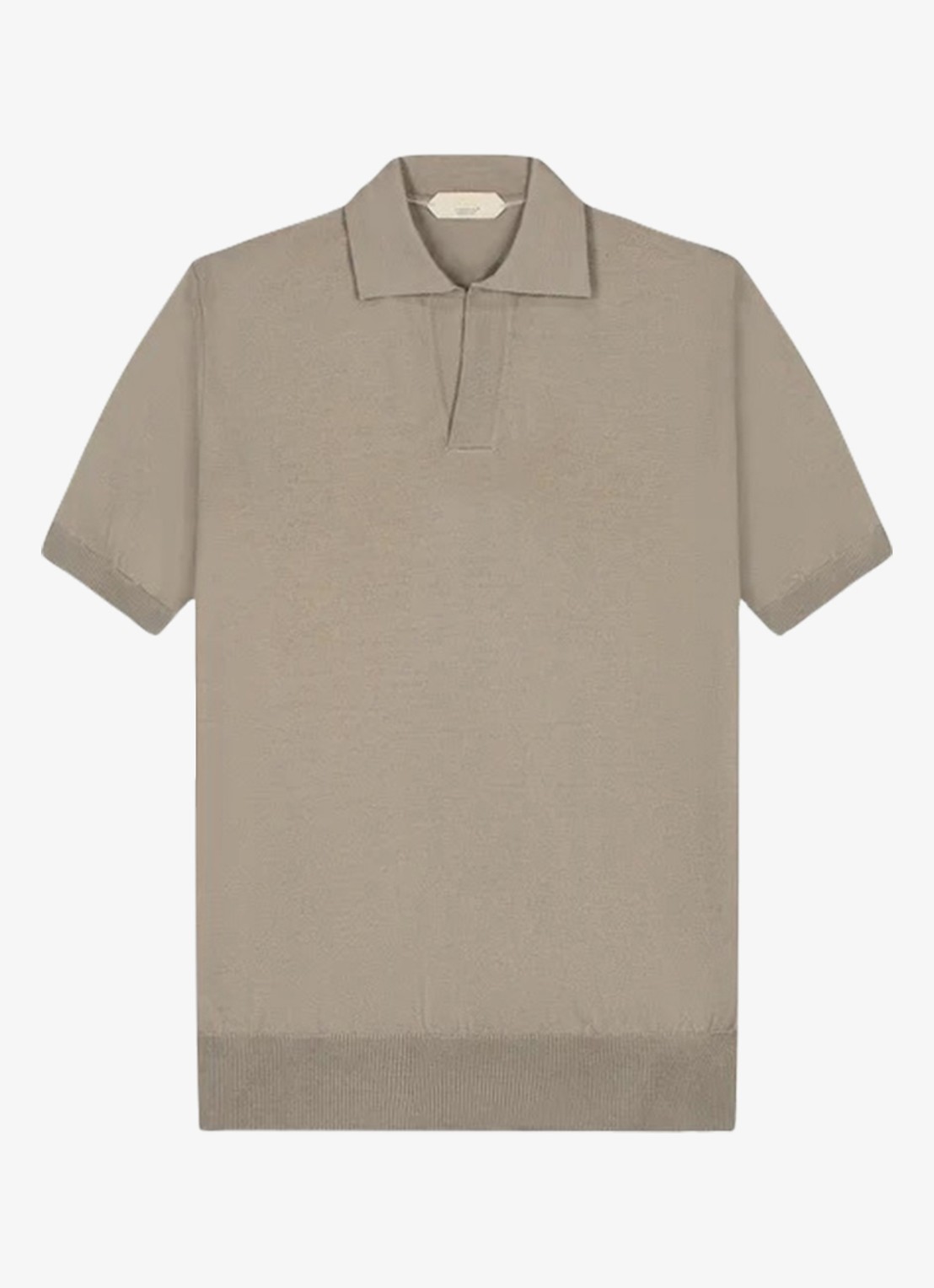 Aurélien Regular fit polo van merino wol - voorkant taupe-900