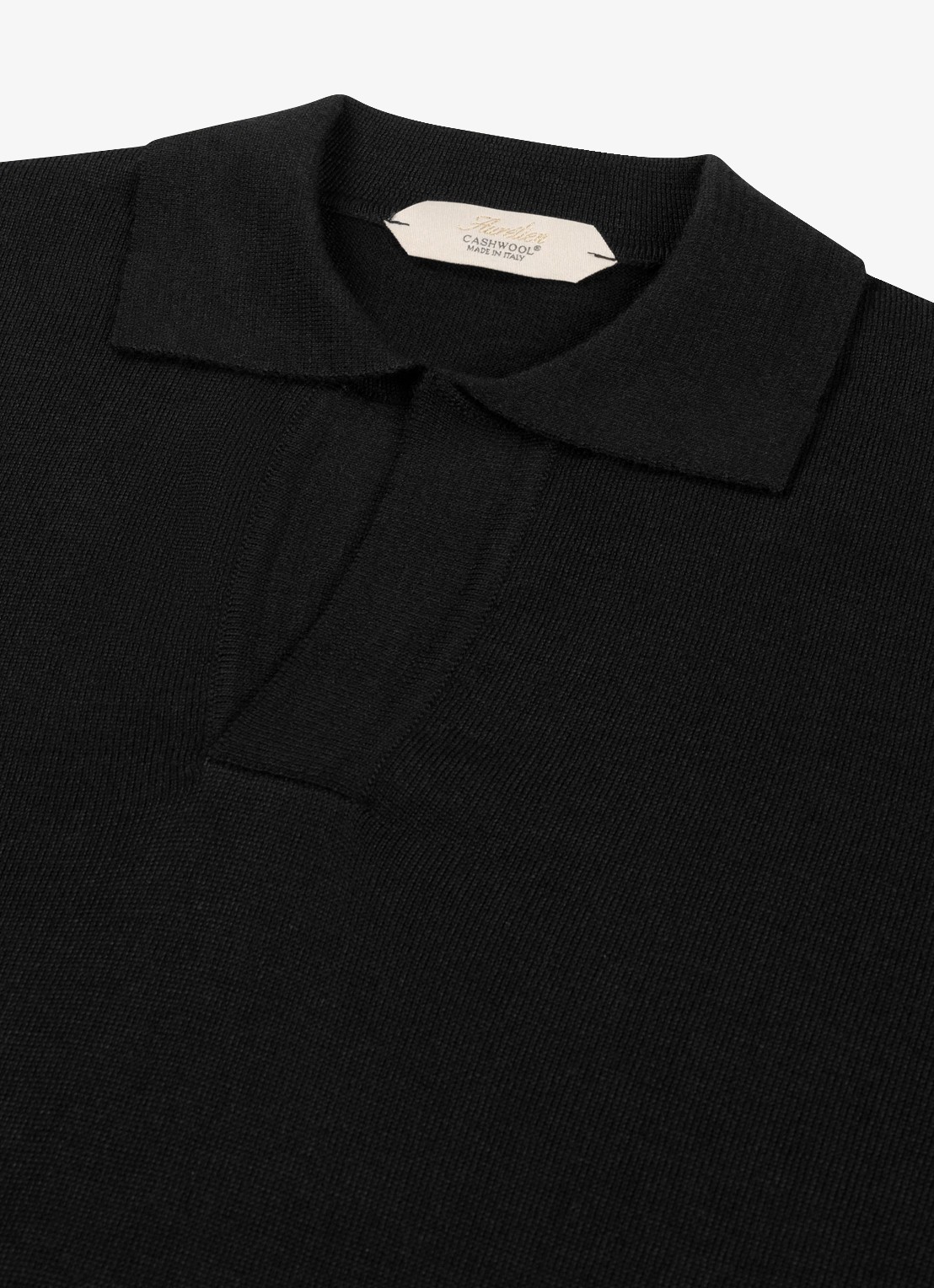 Aurélien Regular fit polo van merino wol - detail 2 black-1