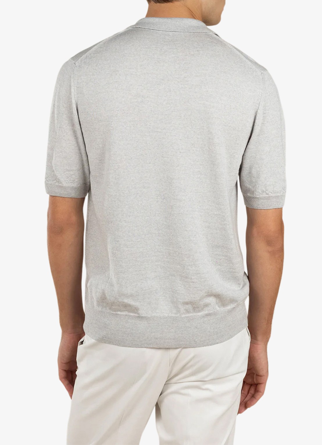 Aurélien Regular fit polo van merino wol - achterkant light grey-50