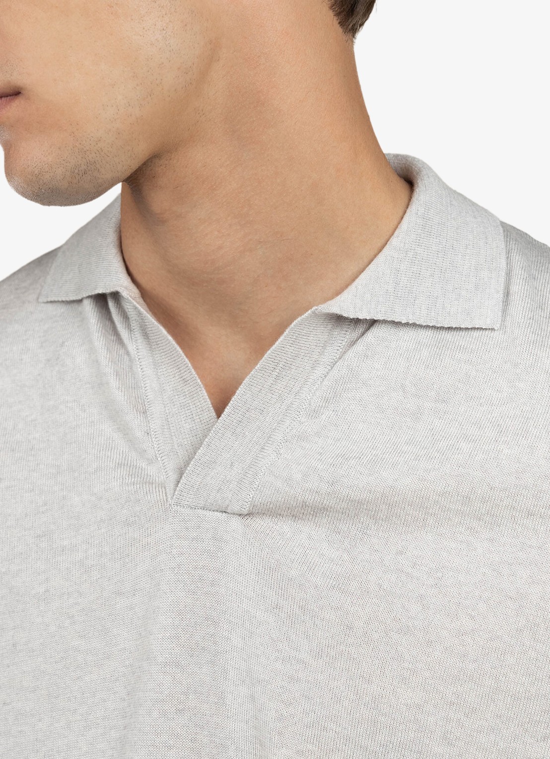 Aurélien Regular fit polo van merino wol - detail 4 light grey-50