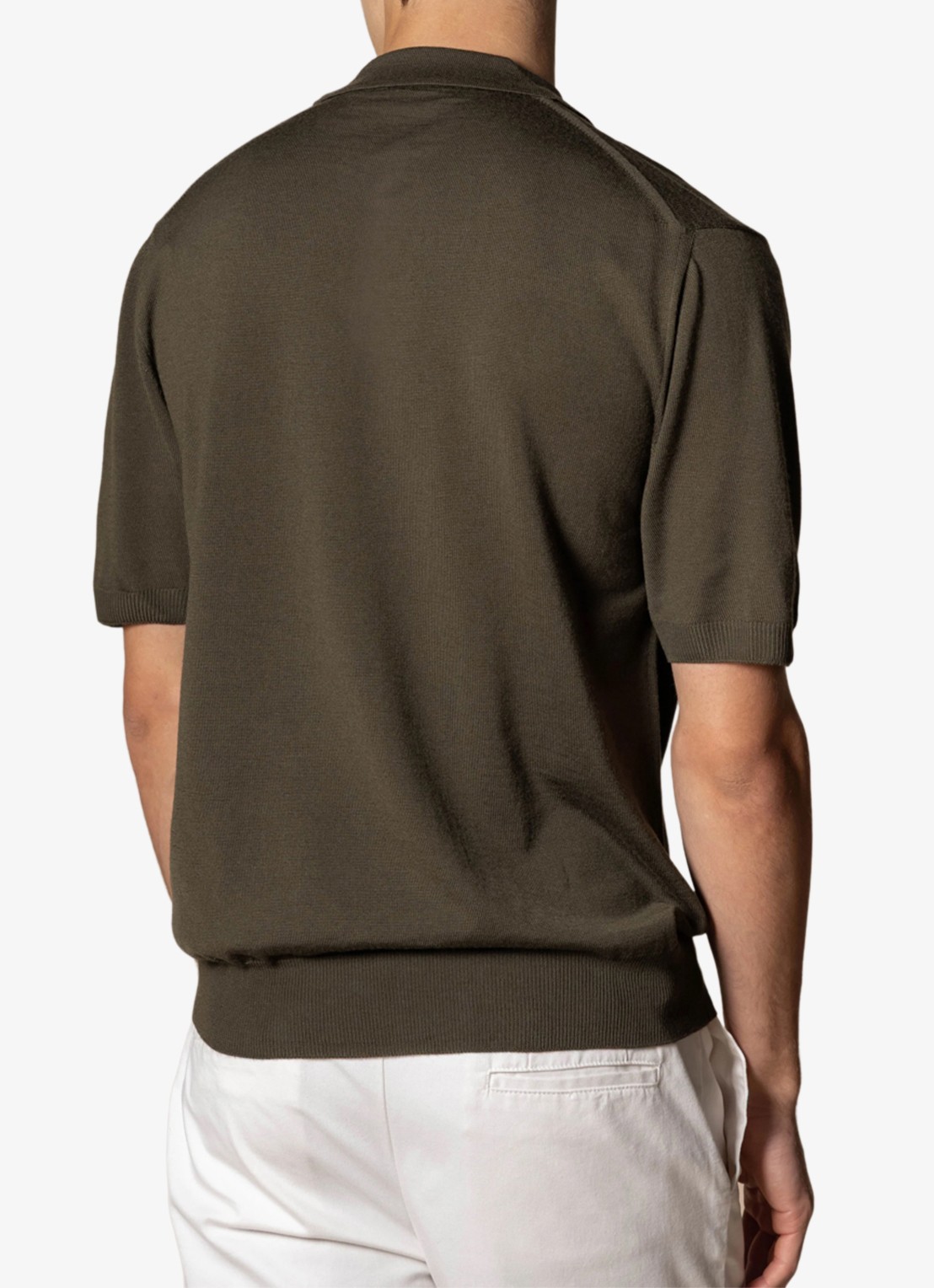 Aurélien Regular fit polo van merino wol - achterkant olive-300