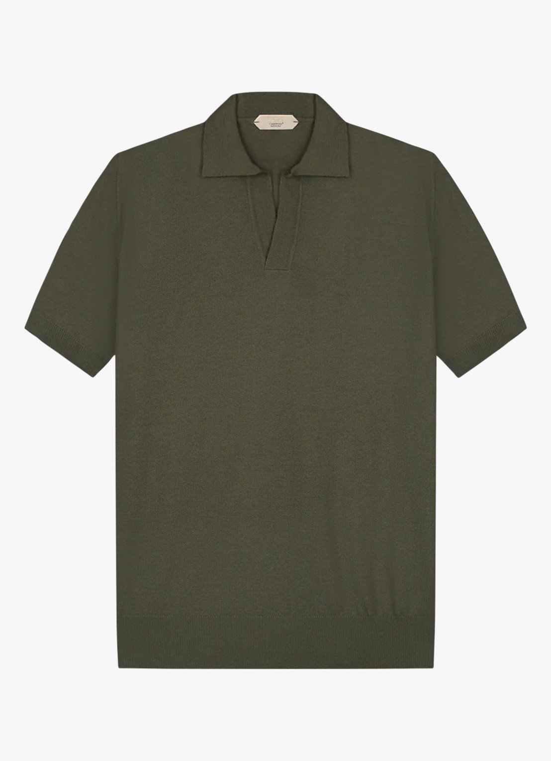 Aurélien Regular fit polo van merino wol - voorkant olijfgroen