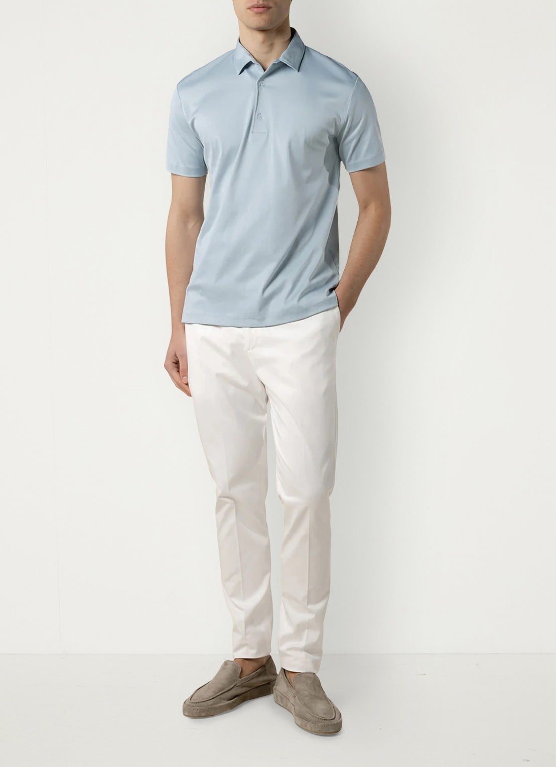 Aurélien Regular fit polo - voorkant 6 lichtblauw
