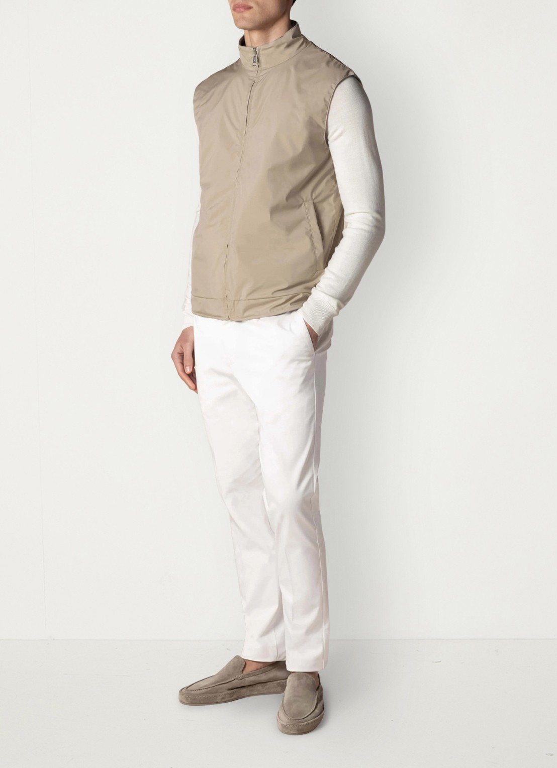 Aurélien Reversible bodywarmer met opstaande kraag - voorkant 2 light beige-271