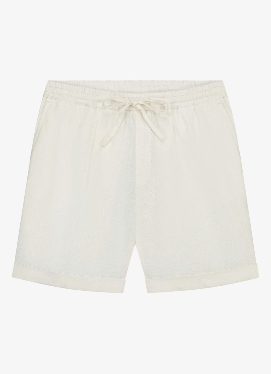 Aurélien Straight fit korte broek van linnen met steekzakken - voorkant 8 ivory-120