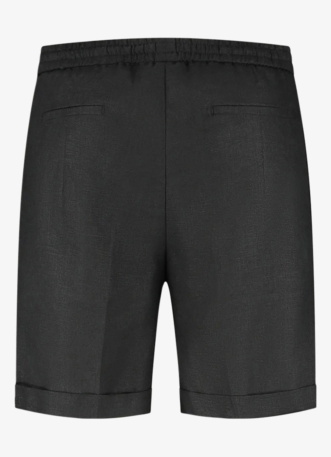 Aurélien Straight fit korte broek van linnen met steekzakken - detail 2 black-1