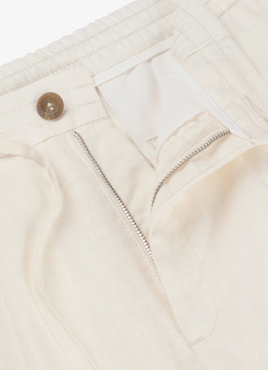Aurélien Straight fit pantalon van linnen - detail ivory-120