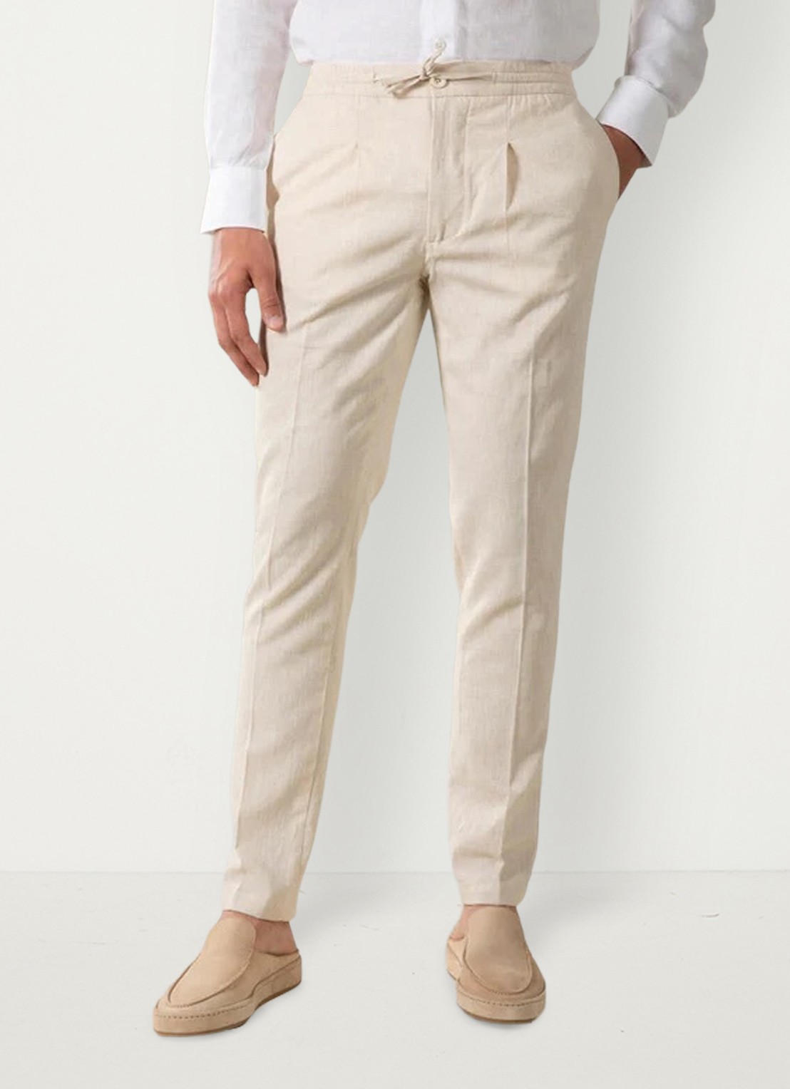 Aurélien Straight fit pantalon van linnen - detail 3 beige-260