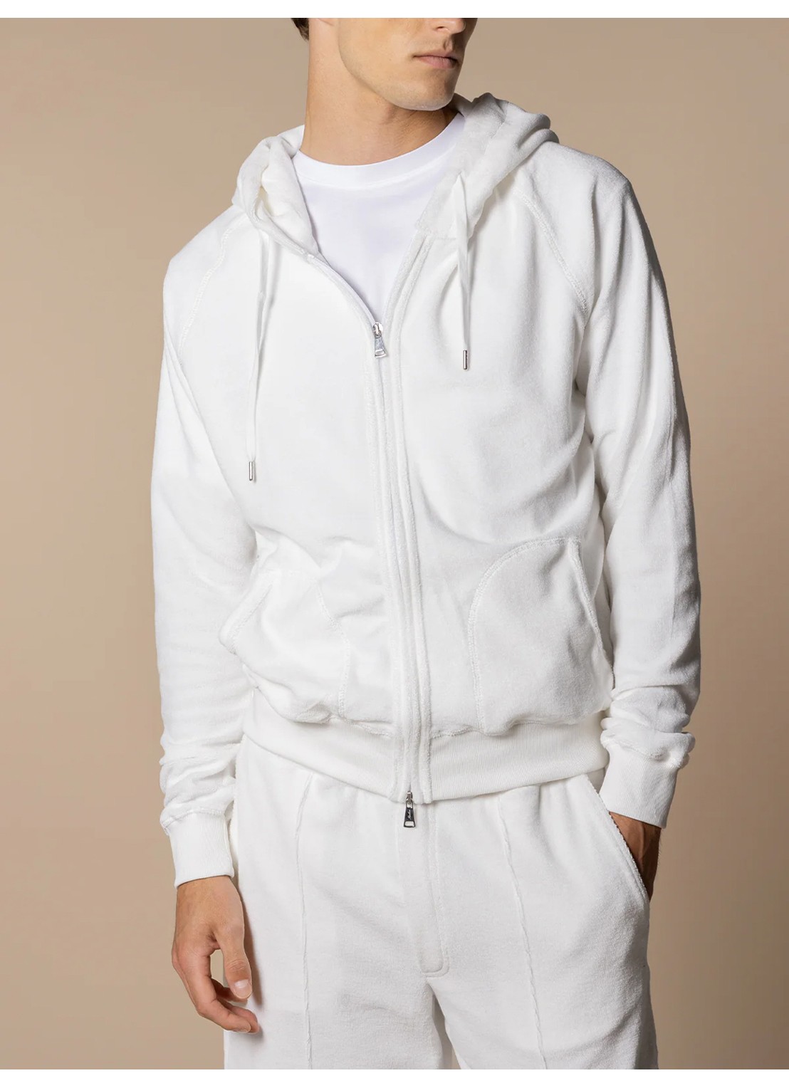 Aurélien Sweatvest met opgestikte zakken - detail 2 white-110 / wit