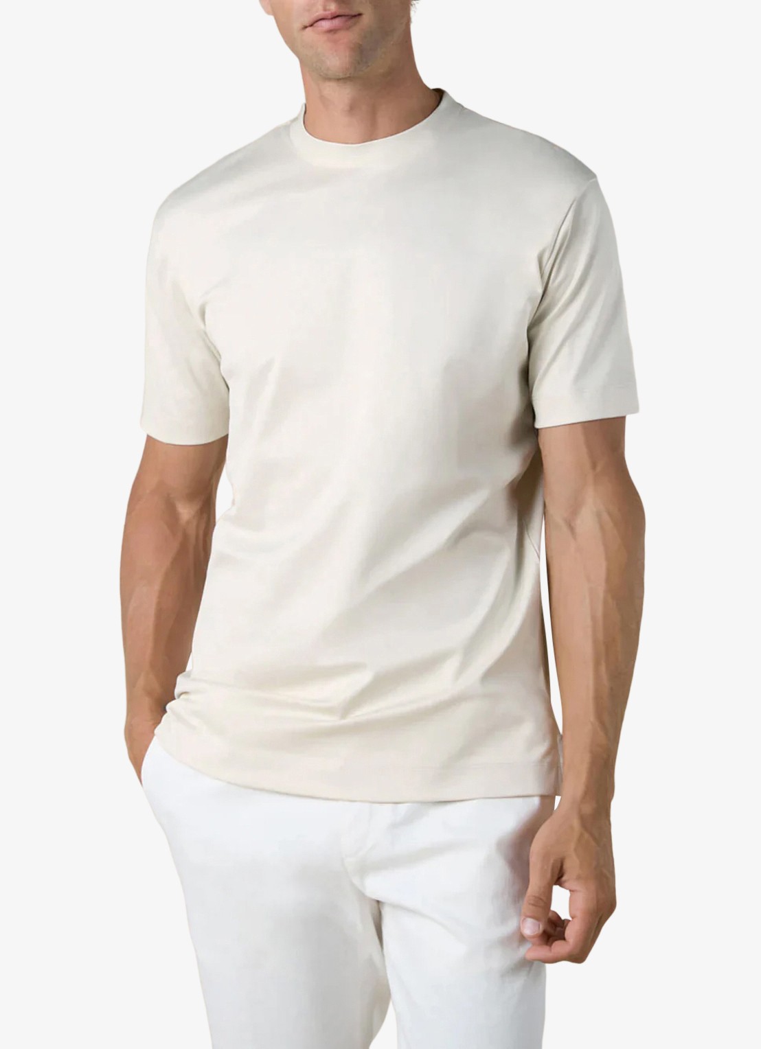 Aurélien T-shirt met ronde hals - detail ecru-100