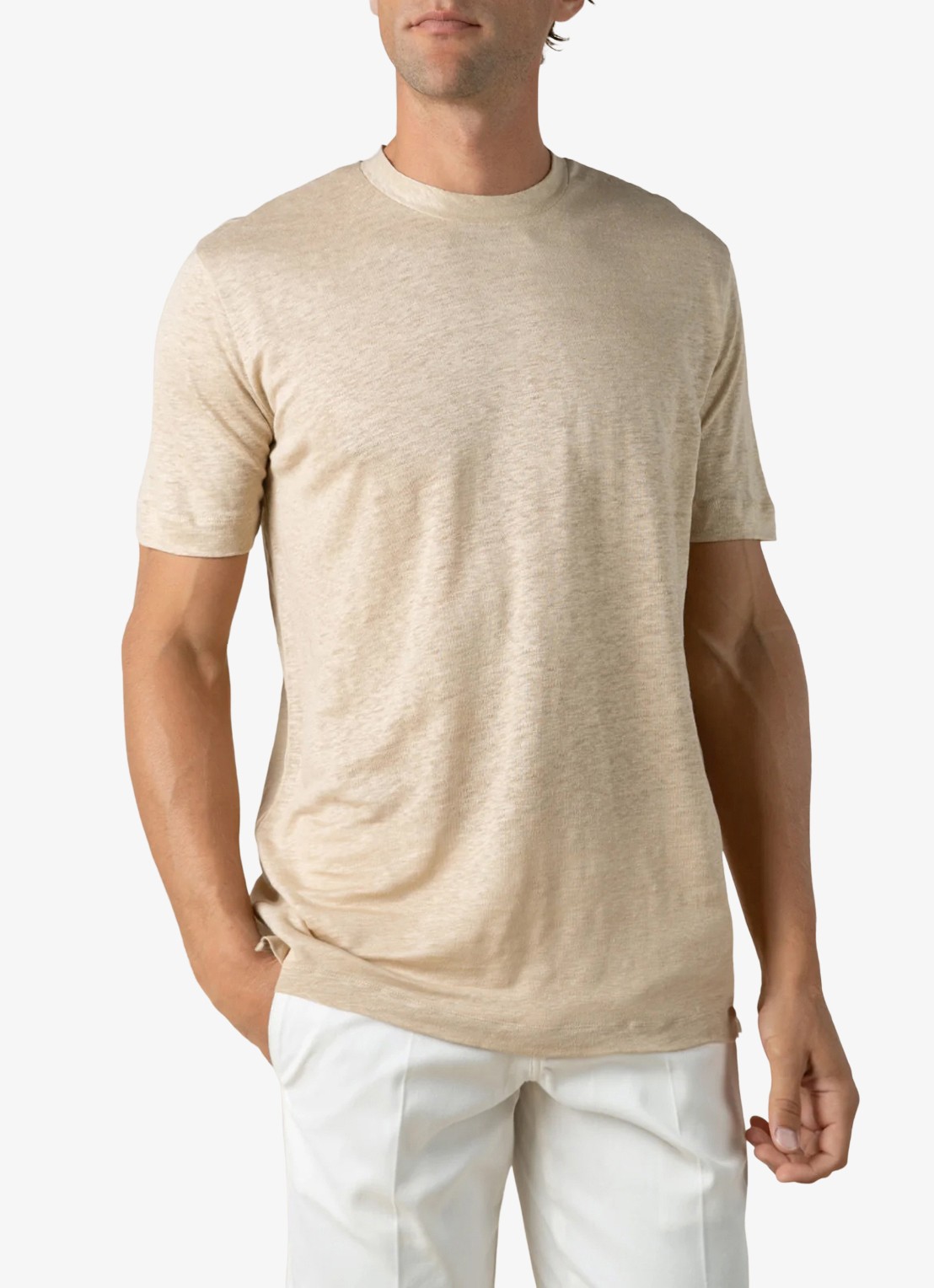 Aurélien T-shirt van linnen - detail beige-260